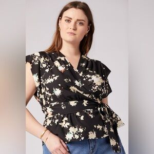 NWT Joie Ashlene Short Sleeve Top Sz. XS in Caviar Multi Nuage Blouse